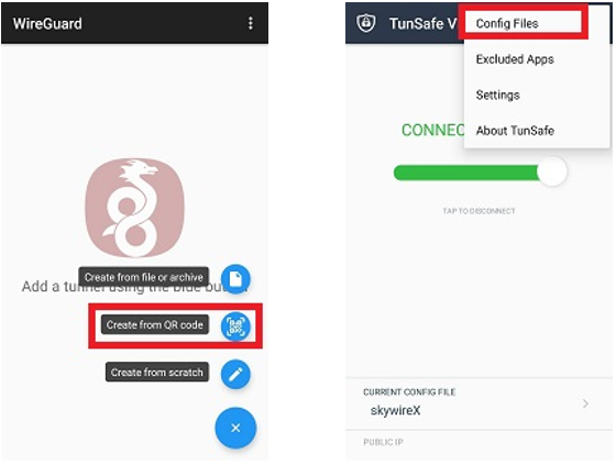 Giao diện WireGuard và TuneSafe