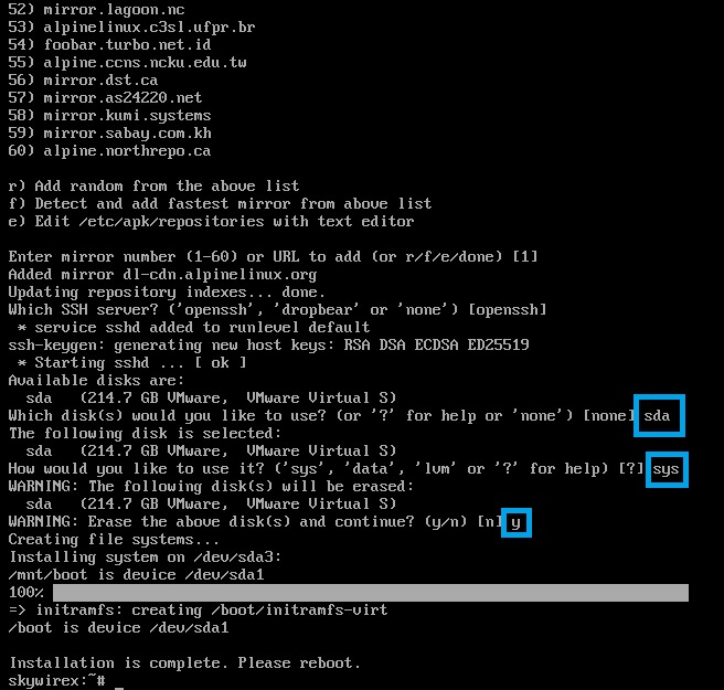 Những tùy lưu ý khi cài đặt Alpine Linux