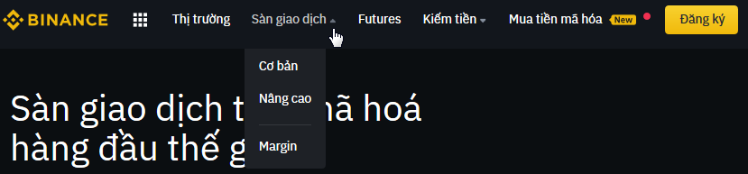 Cách vào màn hình giao dịch ở chế độ cơ bản hoặc nâng cao