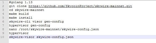 Các bước cài đặt skywire mainnet