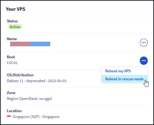 Khởi động lại VPS vào chế độ cứu hộ