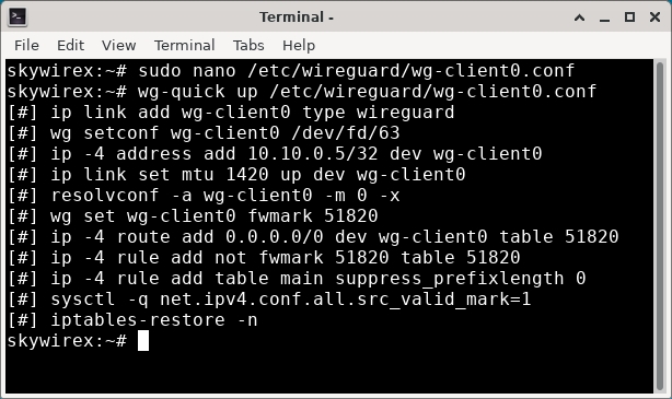 Chạy Wireguard Client sử dụng dòng lệnh